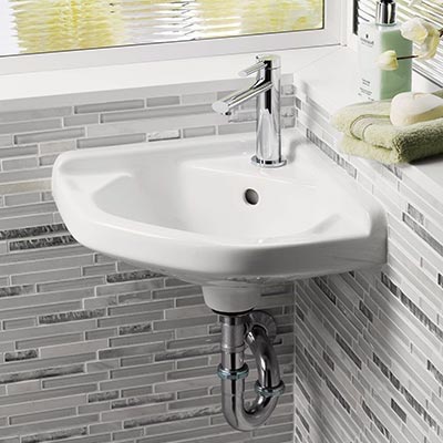 Wall mounted corner bathroom sink