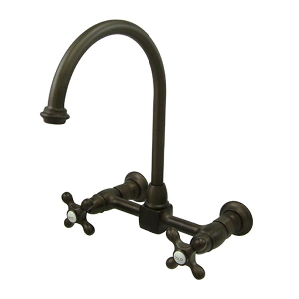 Oil Rubbed Bronze 8in spread wall mount kitchen faucet