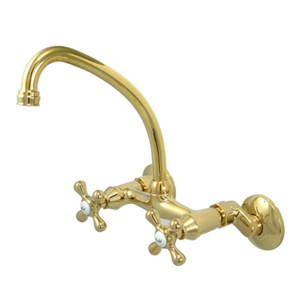 Polished Brass high arch wall mount kitchen faucet