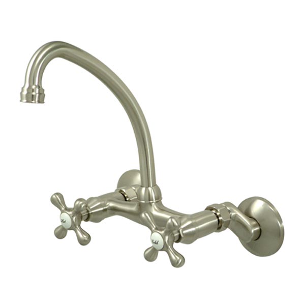 Satin Nickel high arch wall mount kitchen faucet