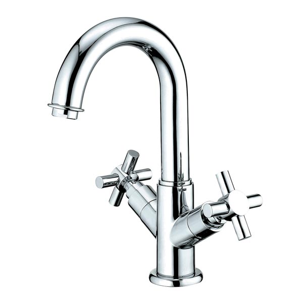 Crome metal cross handle bathroom faucet