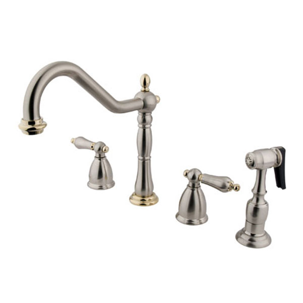 Satin Nickel/Polished Brass widespread kitchen faucet