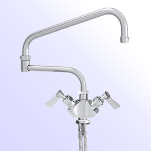 Fisher two handle single hole deck mount faucet with double jointed swing spout - Meets federal safe drinking water act standards