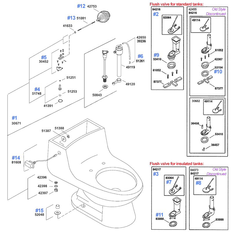 San Miguel toilet repair parts San Miguel repair parts by Kohler